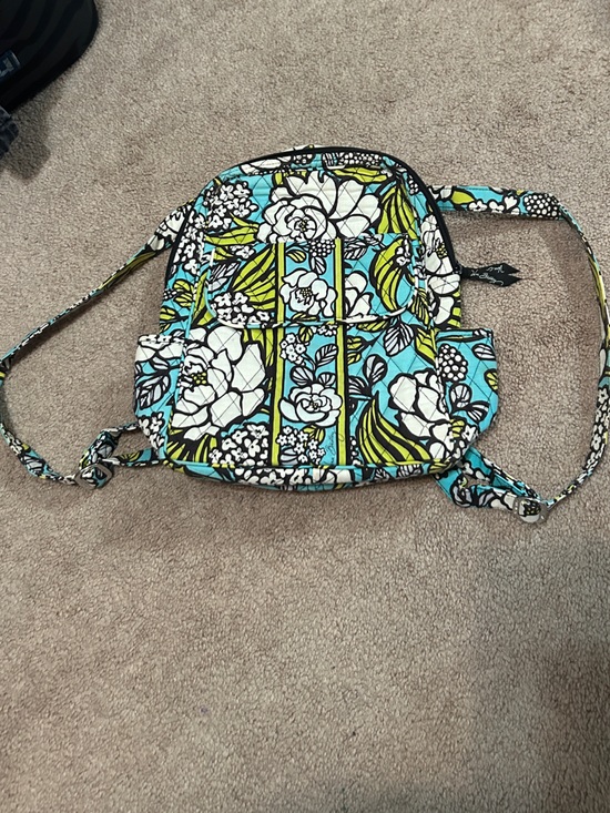 Vera Bradley Handbags - Vera Bradley Turquoise White and Lime Floral Quilted backpack